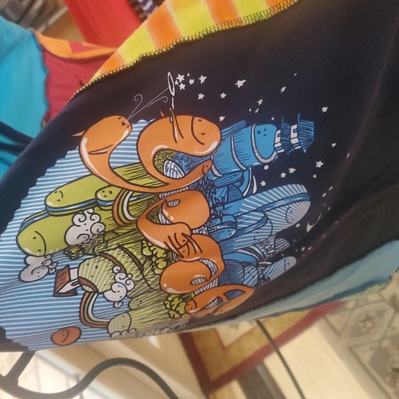 Upcycled Colorful‎ Patchwork Graphic Sz. M Skirt - Picture 3 of 8